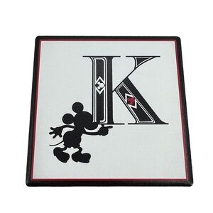 Disney Mickey Mouse Initial "K" Ceramic Drink Coasters set of 4 NWT